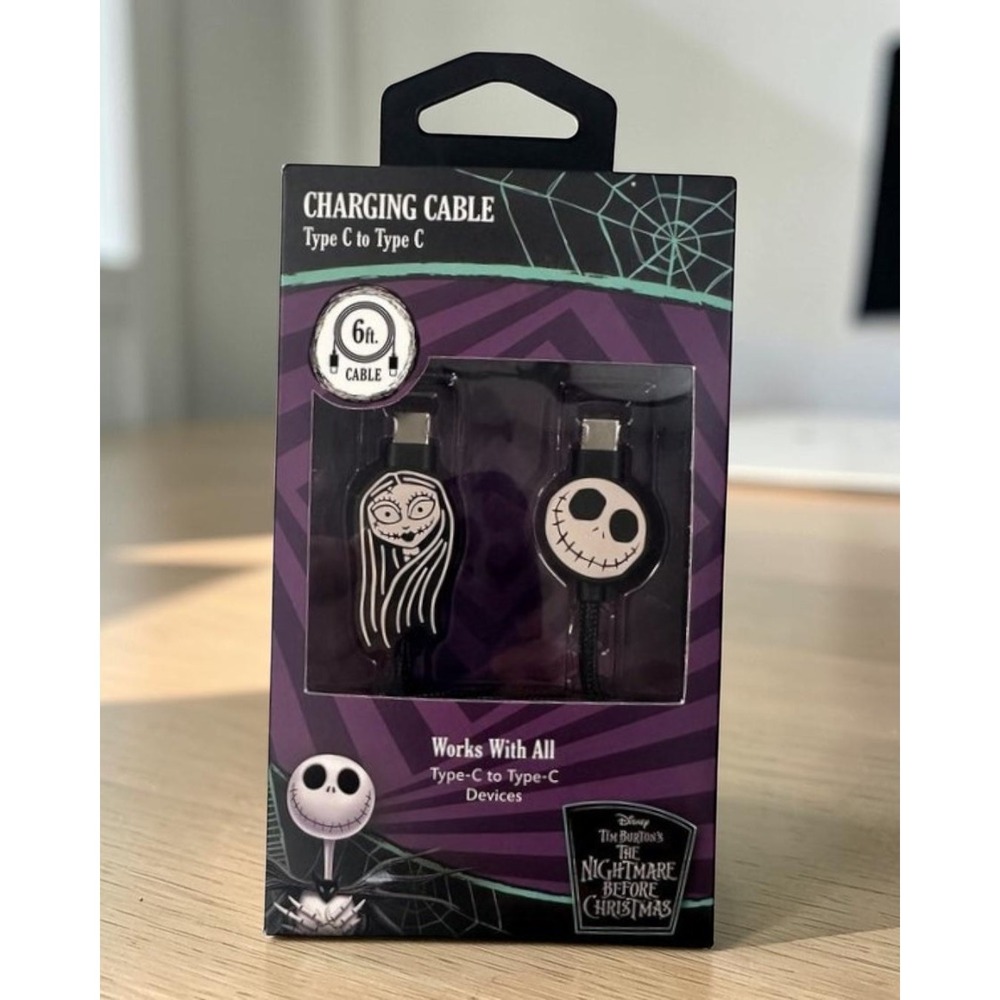 Disney Nightmare Before Christmas Jack Sally 6 Ft USB-C Charging Cable